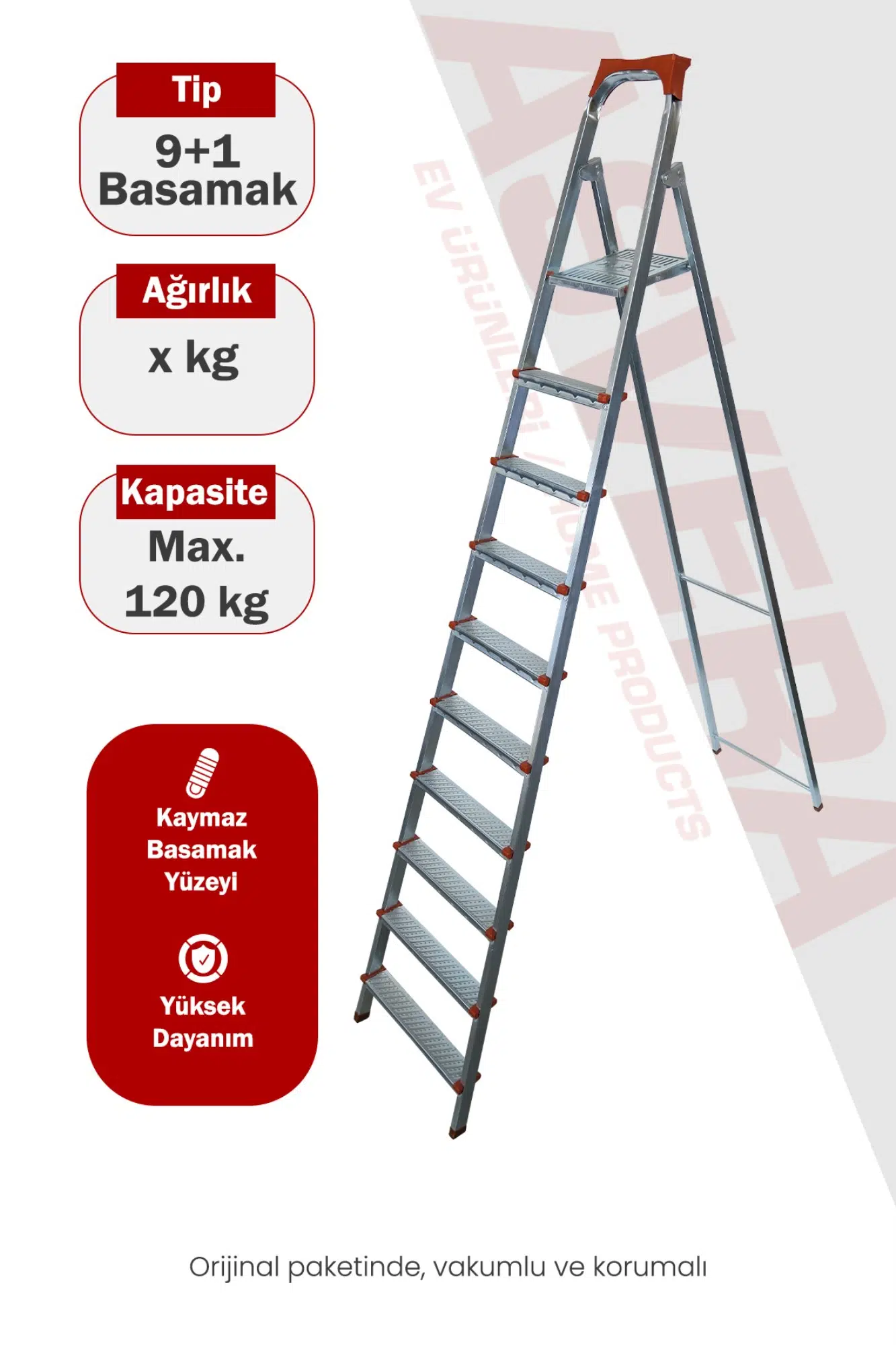Asvera 9+1 (10 Basamaklı) Katlanabilir Profil Merdiven - Çelik Çatı ve Endüstriyel Merdiven