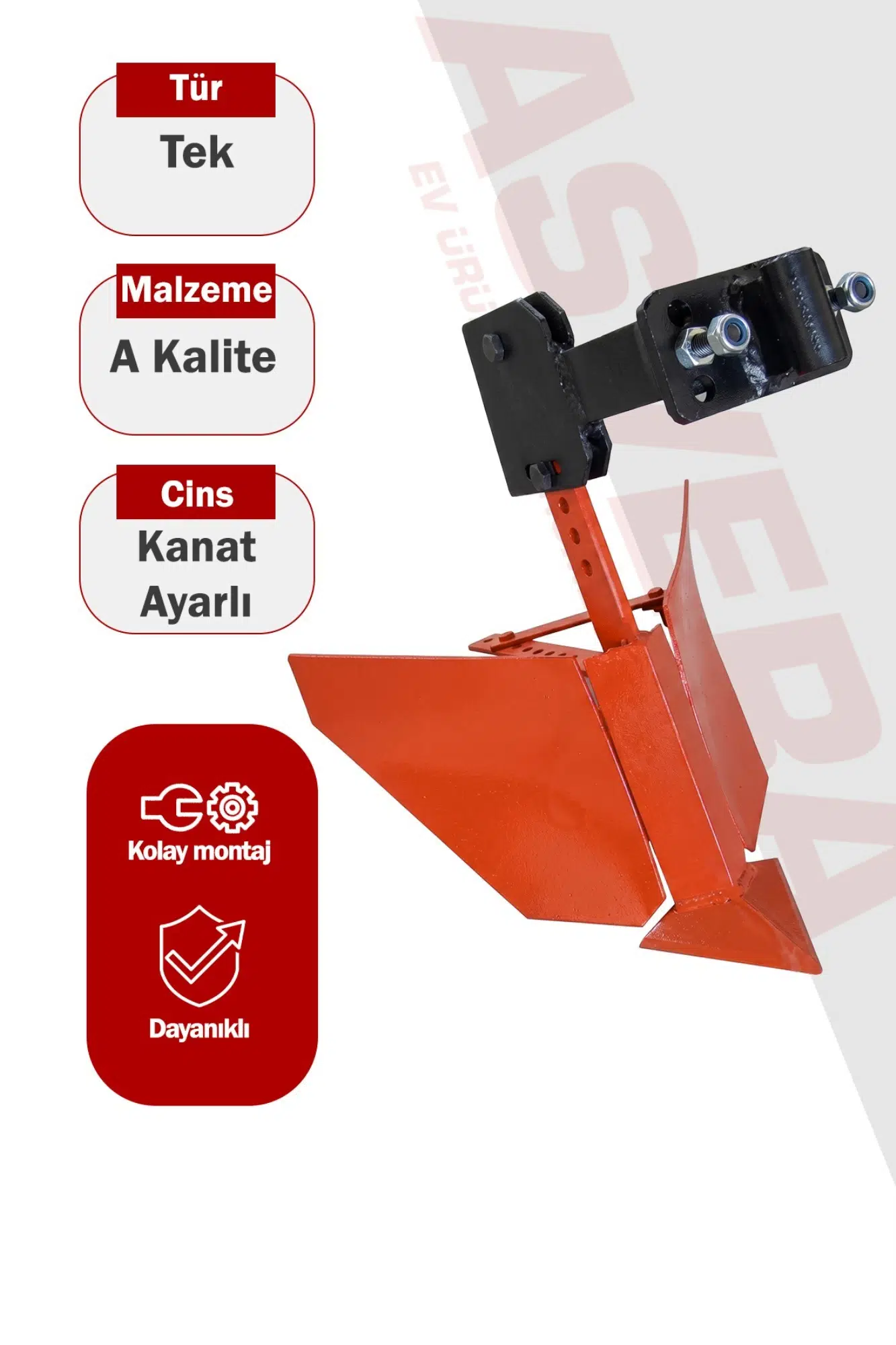 Asvera Ayarlanabilir Kanatlı Karık Açma Pulluğu - Tüm Çapa Makinelerine Uyumlu Arık Açma Aparatı