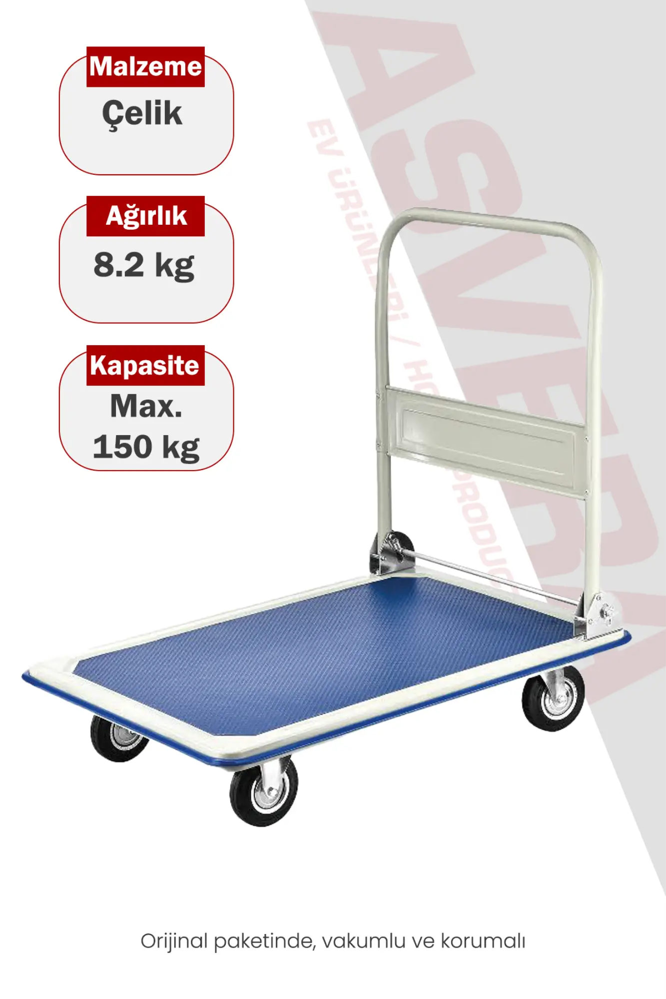 ASVERA Lowbed 300 Katlanabilir Platform El Arabası 300 kg Yük Arabası