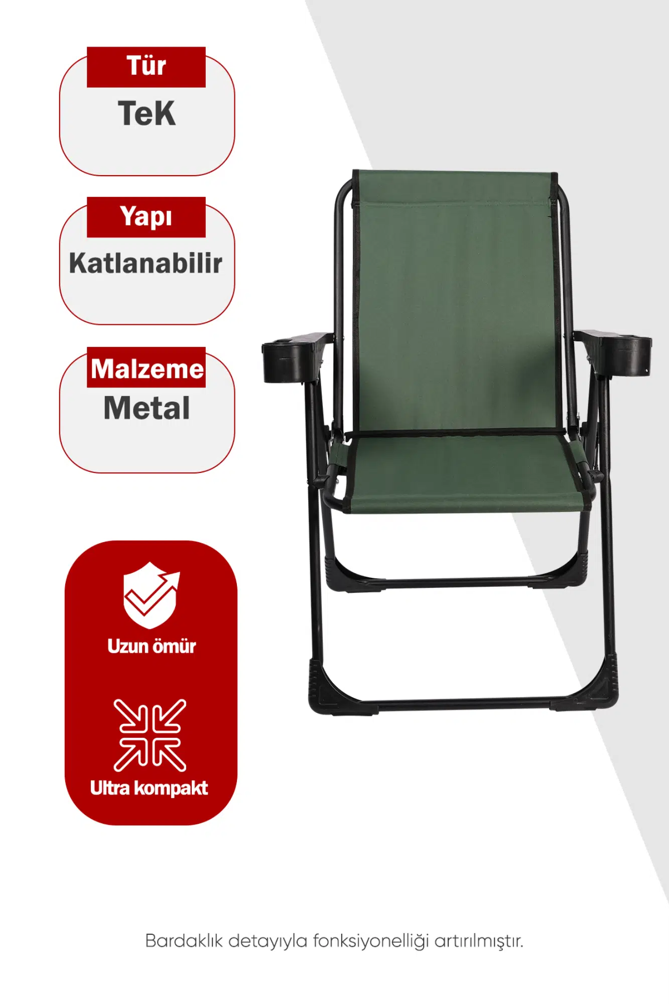 KAMP SANDALYESİ BARDAKLI