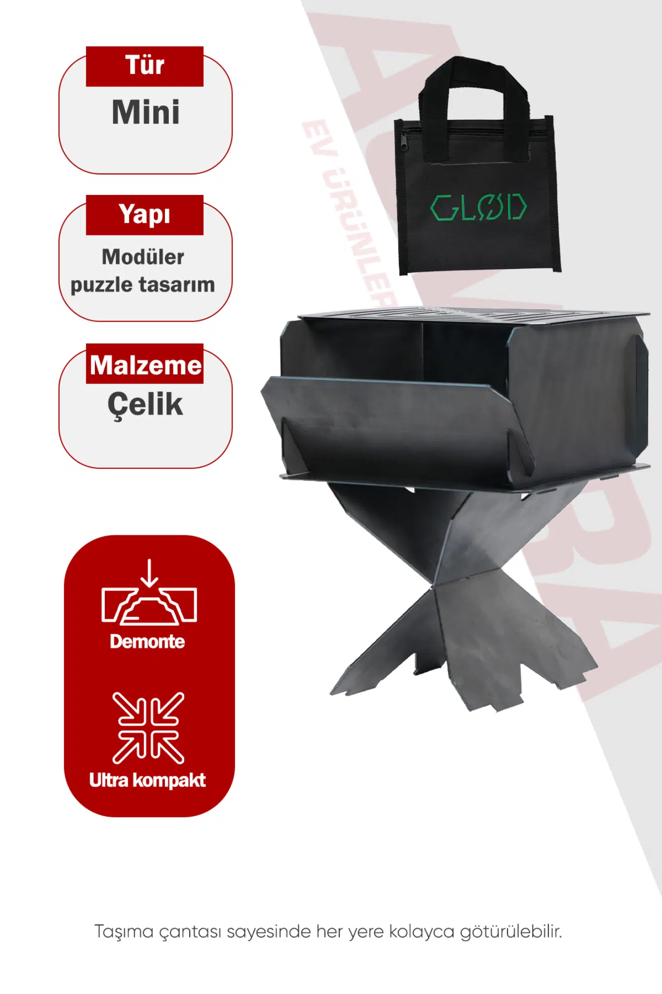 PORTATİF KATLANABİLİR TAŞINABİLİR 15X15 MANGAL