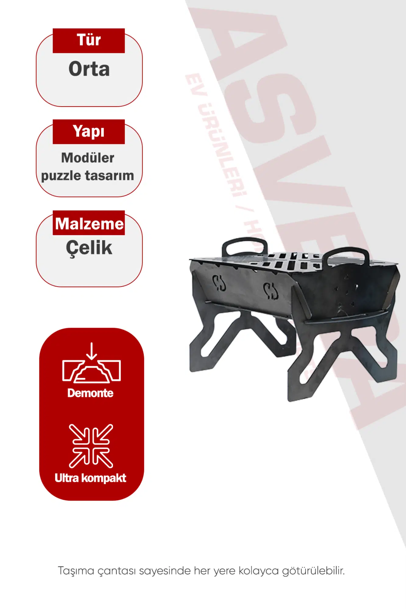 PORTATİF KATLANABİLİR TAŞINABİLİR 20X20 MANGAL