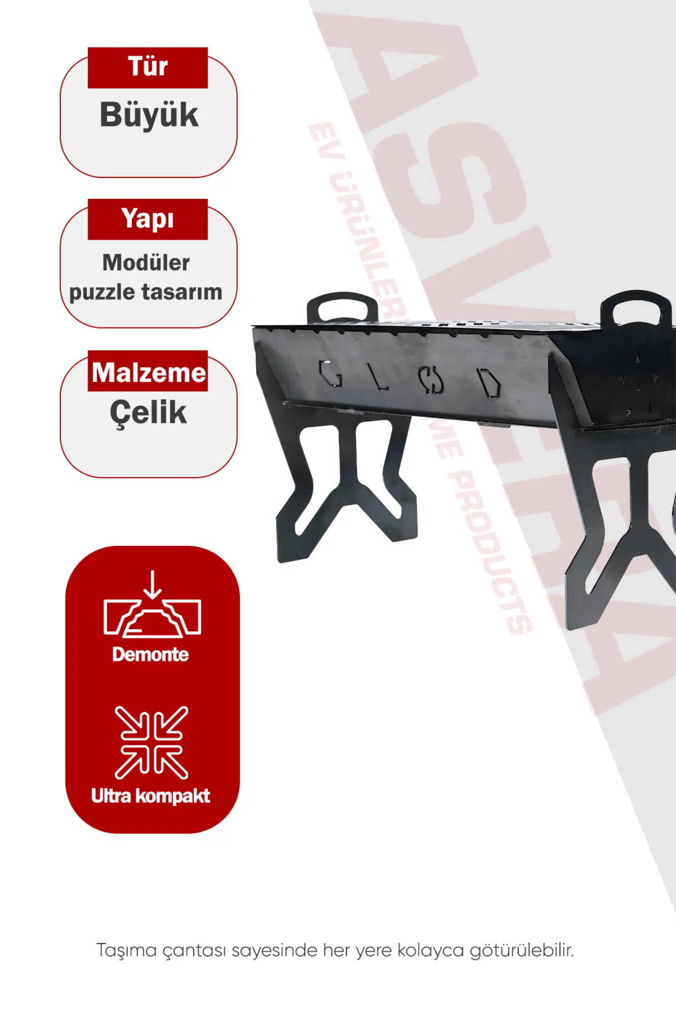 PORTATİF KATLANABİLİR TAŞINABİLİR 25X40 MANGAL